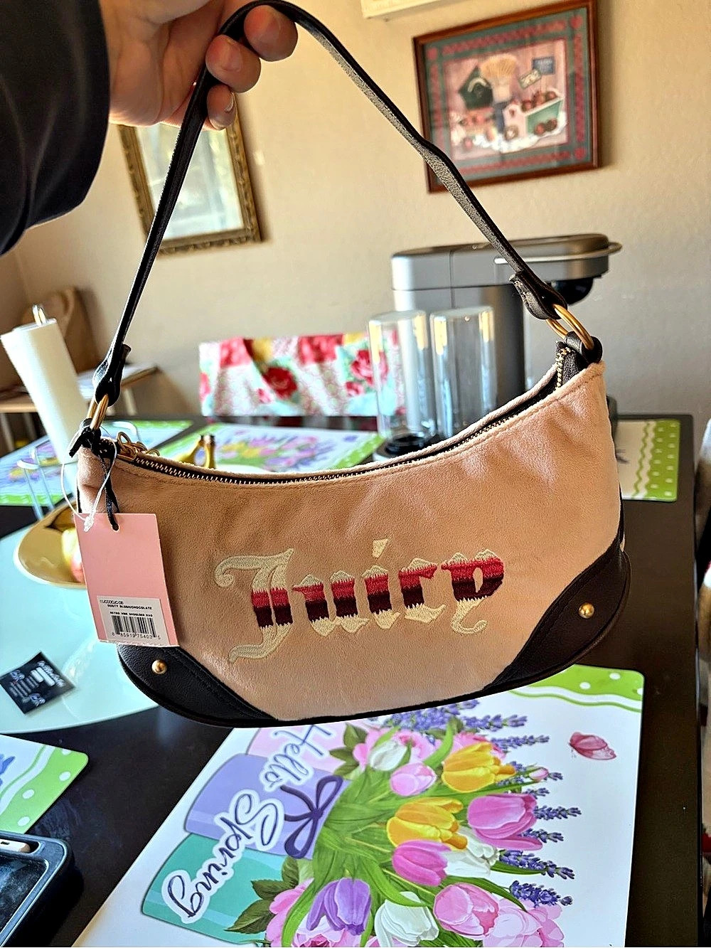 Juicy Couture Logo Shoulder Bag Pink & Black